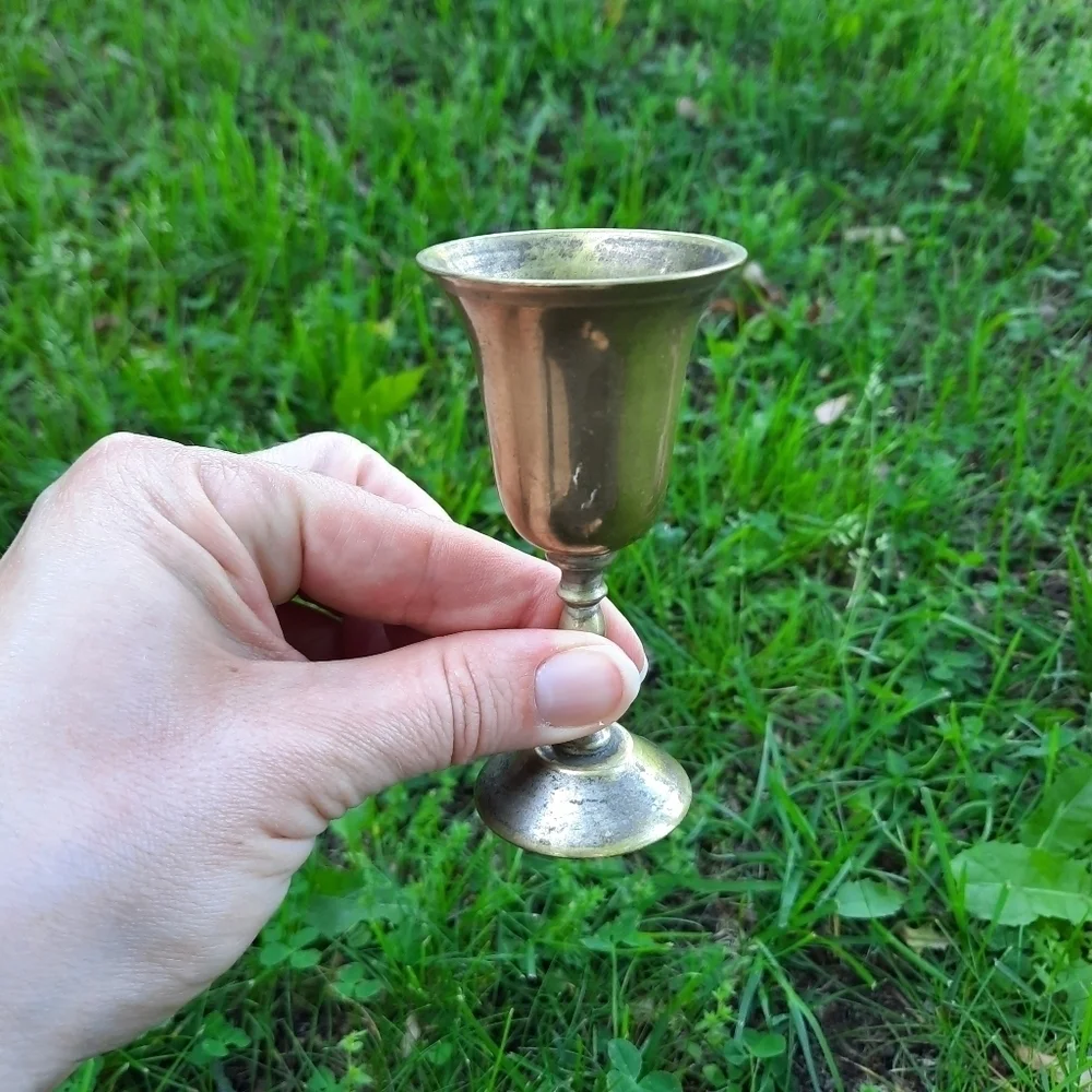 Vintage MCM AMC silver plated brass mini cordial glasses (5)